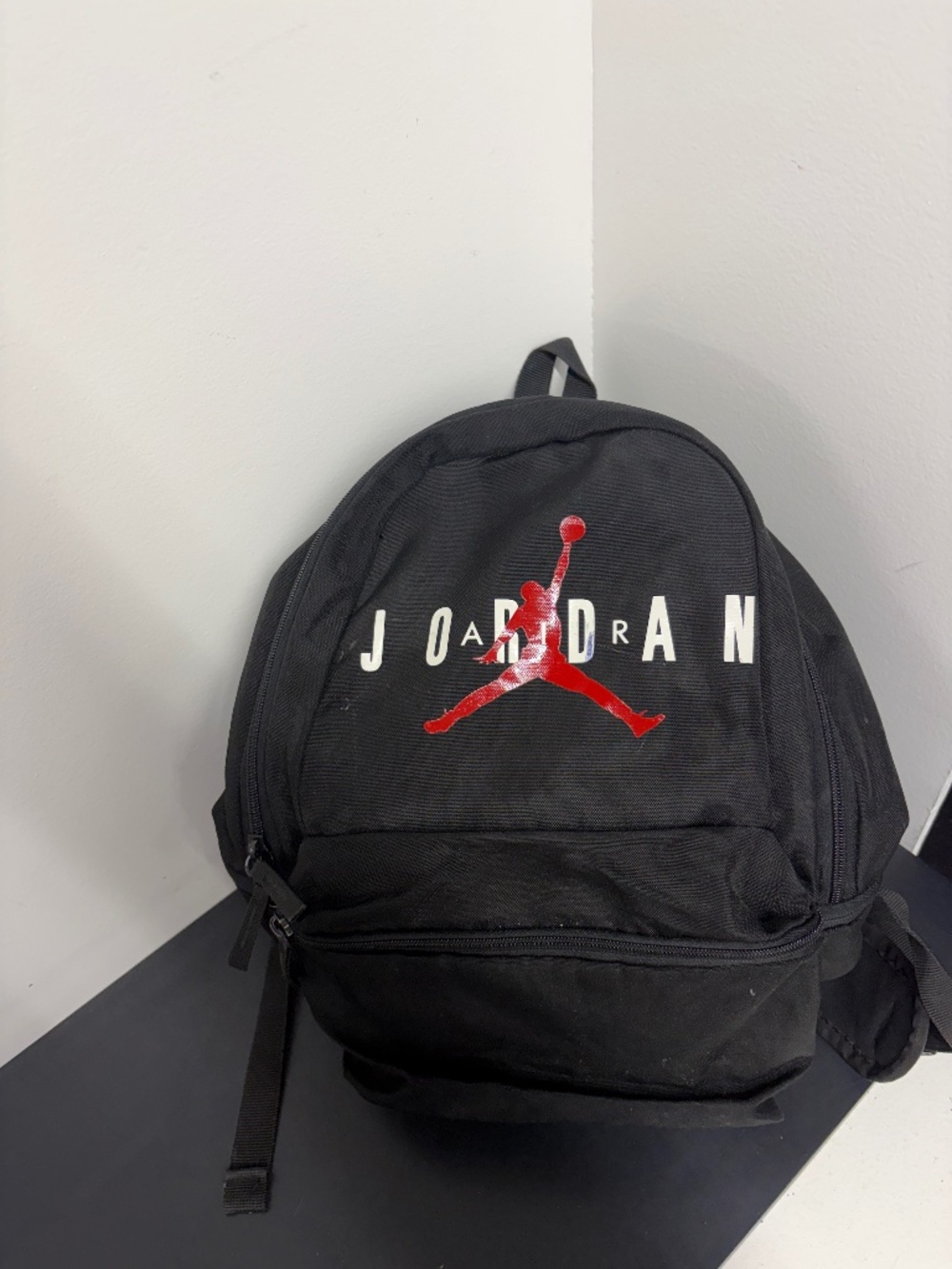 Nike Air Jordan Black Backpack W/ Red Jumpman & White Jordan Lettering